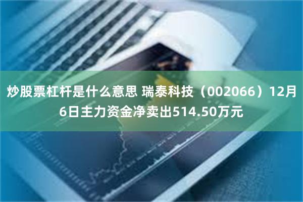 炒股票杠杆是什么意思 瑞泰科技（002066）12月6日主力资金净卖出514.50万元